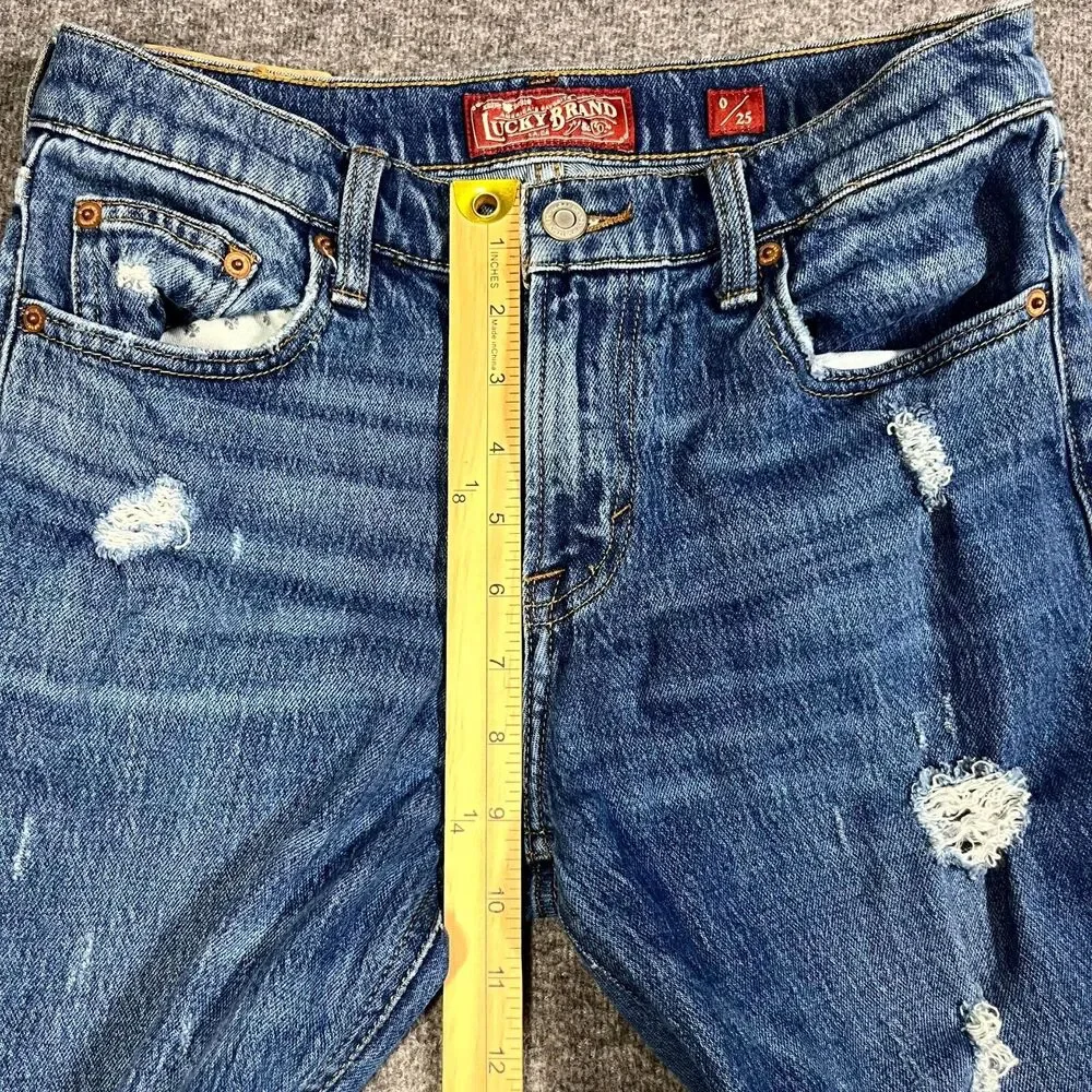 Lucky Brand Jeans Womens 0/25 Sienna Slim Boyfriend Blue Denim Casual Distressed - Picture 9 of 11